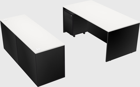 Parallel desk with credenza