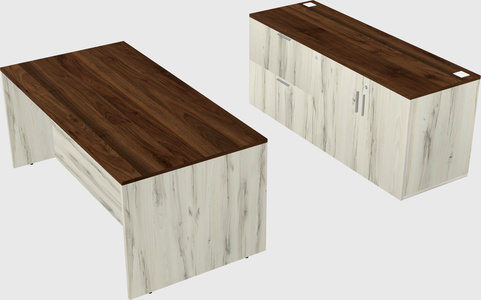 Parallel desk with credenza
