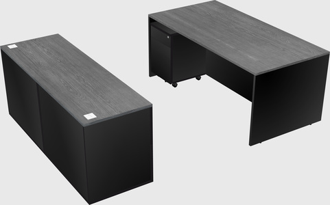 Parallel desk with credenza