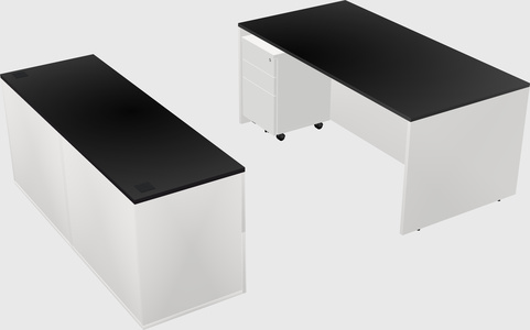 Parallel desk with credenza