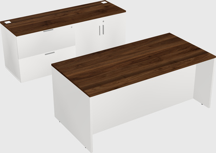 Parallel desk with credenza