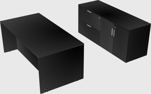 Parallel desk with credenza