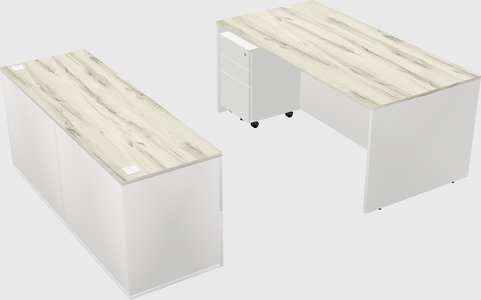 Parallel desk with credenza