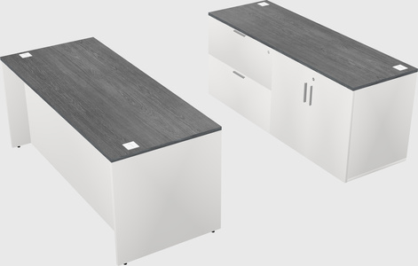 Parallel desk with credenza