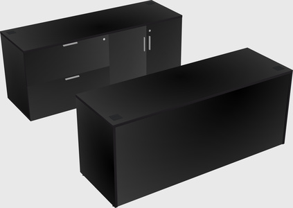 Parallel desk with credenza