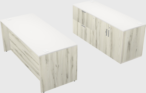 Parallel desk with credenza