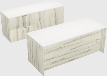 Parallel desk with credenza