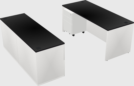 Parallel desk with credenza