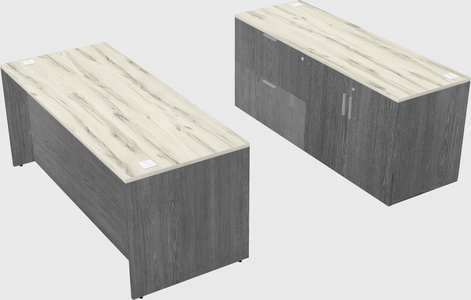 Parallel desk with credenza