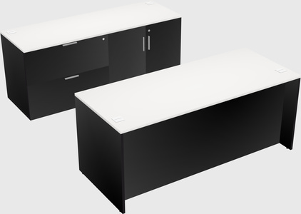 Parallel desk with credenza