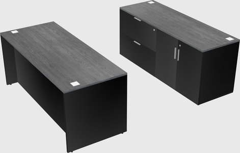Parallel desk with credenza