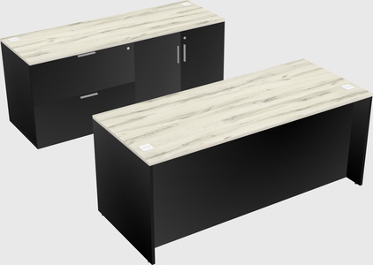 Parallel desk with credenza