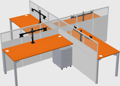 Quad office cubicles