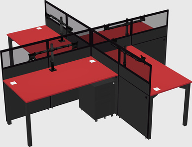 Quad office cubicles