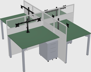 Quad office cubicles