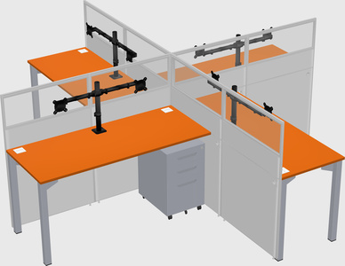 Quad office cubicles