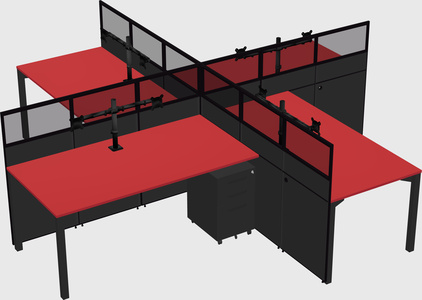 Quad office cubicles