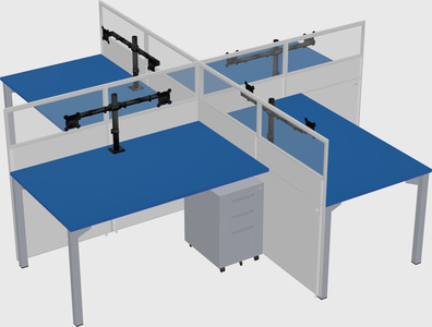 Quad office cubicles