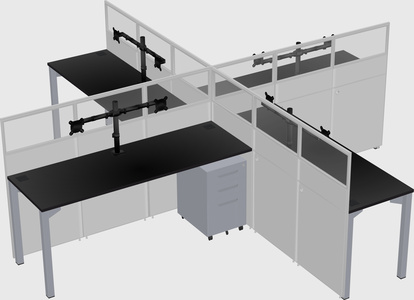 Quad office cubicles