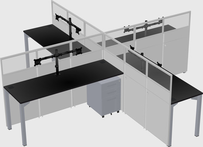Quad office cubicles