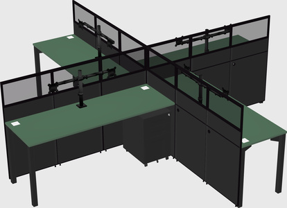 Quad office cubicles