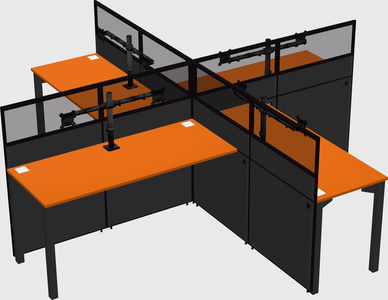 Quad office cubicles