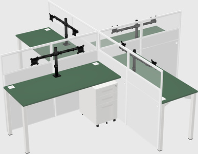 Quad office cubicles