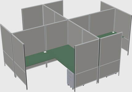 Modern modular quad l-shaped panel system