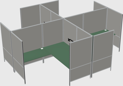 Modern modular quad l-shaped panel system