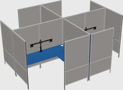 Modern modular quad l-shaped panel system