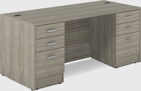 Straight office desk with double pedestal